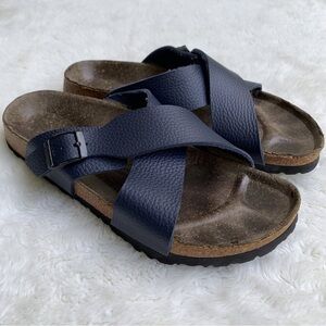 Betula by Birkenstock Womens Santosa Blue Sandals Leather Cross Strap Size L8 M6